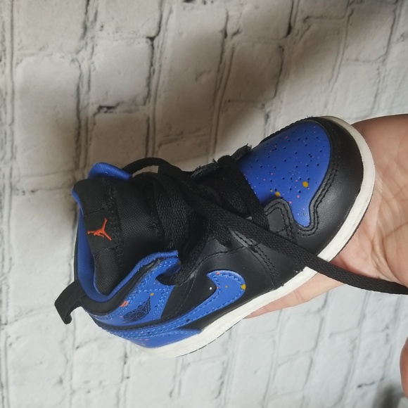 Jordan 1 Mid Hyper Paint Splatter 7C Toddler Blue Black - Picture 15 of 16